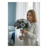 Yapay Çiçek Evi 35 Cm 10 Kafalı İngiliz Şakayık Gülü Soğukmavi Renk Ev Vazo Dekor
