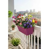 Yapay Çiçek Fuşya Balkon Saksıda Küpeşte Askılı Açelya Çiçeği Karışık Renkli Çiçek Sepeti 50Cm
