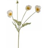 Yapay Çiçek Gelincik Çiçeği Beyaz Renk 3 Çiçek 1 Tomurcuk 59Cm Vitrin