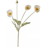Yapay Çiçek Gelincik Çiçeği Beyaz Renk 3 Çiçek 1 Tomurcuk 59cm