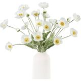 Yapay Çiçek Gelincik Çiçeği Kar Beyaz Renk 3 Çiçek 1 Tomurcuk 59Cm Vitrin