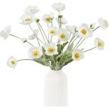 Yapay Çiçek Gelincik Çiçeği Kar Beyaz Renk 3 Çiçek 1 Tomurcuk 59CM