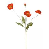 Yapay Çiçek Gelincik Çiçeği Kırmızı Renk 3 Çiçek 1 Tomurcuk 59Cm Vitrin