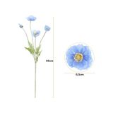 Yapay Çiçek Gelincik Çiçeği Mavi Açık Renk 3 Çiçek 1 Tomurcuk 59cm Mavi