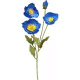 Yapay Çiçek Gelincik Çiçeği Mavi Koyu Renk 3 Çiçek 1 Tomurcuk 59Cm Vitrin