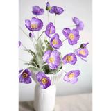 Yapay Çiçek Gelincik Çiçeği Mor Renk 3 Çiçek 1 Tomurcuk 59Cm Vitrin