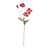 Yapay Çiçek Gelincik Çiçeği Pembe Koyu Renk 3 Çiçek 1 Tomurcuk 59cm