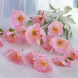 Yapay Çiçek Gelincik Çiçeği Pembe Renk 3 Çiçek 1 Tomurcuk 59Cm Vitrin
