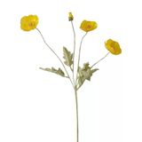 Yapay Çiçek Gelincik Çiçeği Sarı Renk 3 Çiçek 1 Tomurcuk 59cm