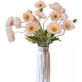 Yapay Çiçek Gelincik Çiçeği Yavruağzı Renk 3 Çiçek 1 Tomurcuk 59Cm Vitrin