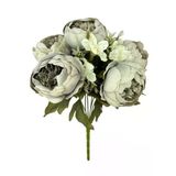 Yapay Çiçek Gri Şakayık Demeti 7Dallı Buket 5 Şakayık 2 Aradal Çiçekleri 40*25Cm Vitrin
