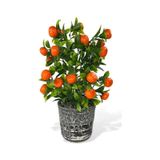 Yapay Çiçek Gri Seramik Saksıda Mandalina Ağacı 40cm