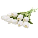 Yapay Çiçek Islak Lale Gerçeksi Doku 10Lu Beyaz (453196406)