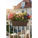 Yapay Çiçek Kahverengi Balkon Saksıda Küpeşte Askılı Açelya Çiçeği Karışık Renkli Çiçek Sepeti 50Cm Vitrin