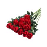 Yapay Çiçek Kırmızı Gül 12 Adet Tek Dal 50cm