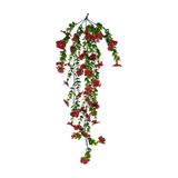 Yapay Çiçek Kırmızı Sarkan Mineli Okaliptus Şimşir Yapay Sarmaşık 5dal 60cm Kırmızı