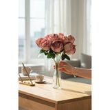 Yapay Çiçek Kızıl Kahve Renk 9Lu Şakayık Demeti Buket 40*25Cm Vitrin