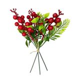 Yapay Çiçek Kokina 3 Dal lı Demet 20*15cm Yılbaşı Çiçeği Red Berr
