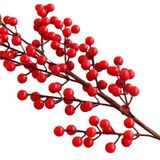 Yapay Çiçek Kokina Uzun Dal 63Cm Yılbaşı Çiçeği Red Berry