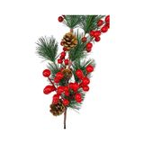 Yapay Çiçek Kokina Ve Çam Dalı Uzun Dal Kozalaklı 75cm Yılbaşı Çiçeği Red Berry Kırmızı