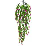 Yapay Çiçek Lila Sarkan Lotus Çiçekli Okaliptus Şimşir Yapay Sarmaşık 5dal 60cm