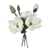 Yapay Çiçek Lüx Manolya Gerçek Dokulu Letex Eva Magnolia Gelin Çiçeği 40cm Beyaz