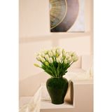 Yapay Çiçek Marketim Beyaz Yapay Tulipa Lale Çiçeği Buketi 5 Dallı Premium Canlı Islak Dokulu Dekoratif Vazo Çiçeği 43 cm
