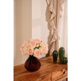 Yapay Çiçek Marketim Somon Yapay Lüx Şakayık Çiçeği Buketi 6 Dallı Premium Canlı Islak Dokulu Dekoratif Vazo Çiçeği 30 cm