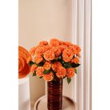 Yapay Çiçek Marketim Turuncu Yapay Dahlia Yıldız Çiçeği 3 Dallı Lüx İpeksi Dokulu Dekoratif Vazo Çiçeği75 cm