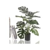 Yapay Çiçek Monstera Deve Tabanı Metal Mat Siyah Saksılı Yapay Bi