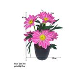 Yapay Çiçek Pembe Margarit Papatya Siyah Saksıda Dekoratif Yapay Çiçek 30*25Cm