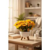 Yapay Çiçek Renkli Ayçiçeği Salon Çiçeği Zigon Saksıda Yapay Bitki 37*40Cm