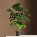 Yapay Çiçek Saksıda Pothos Yeşil 18Dal 60Cm Salon Çiçeği Yapay Bitki