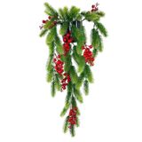 Yapay Çiçek Saksıda Sarkan Kokina Yılbaşı Çiçeği Red Berry 60cm