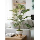 Yapay Çiçek Salon Bitkisi Areka 80Cm 18 Yaprak Beyaz Zigon Saksıda
