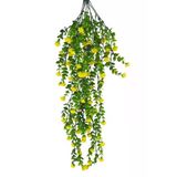 Yapay Çiçek Sarı Sarkan Lotus Çiçekli Okaliptus Şimşir Yapay Sarmaşık 5Dal 60Cm Vitrin