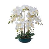 Yapay Çiçek Seti Vazolu Yapay Çiçekler Beyaz Phalaenopsis Orkide PU Vazoda Sahte Çiçek Oturma Odası Ev Düzenlemeleri Dekorasyon için Saksı,