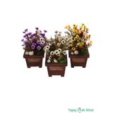 Yapay Çiçek Sitesi Ahşap Garden Saksıda 3'lü Set Yapay Papatya Tanzimi 28 cm ycssaksılı-219