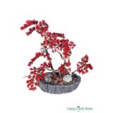 Yapay Çiçek Sitesi Fiber Saksılı Premium Yapay Kuşlu Bonsai Ağaç Kırmızı 70 Cm ycsagac-118