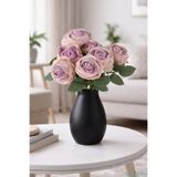 Yapay Çiçek Sitesi Gerçek Görünümlü Yapay Gül Demeti 7li 45 cm Pudra-Pembe ycstekdal-117