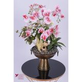 Yapay Çiçek Sitesi Metal Bronz Küpeli Saksıda Yapay Tropikal Orkide Bahçesi Tanzimi 60 cm Pembe Beyaz lila-mor ycstanzimler-291