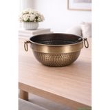 Yapay Çiçek Sitesi Metal Darbeli Küpeli Saksı 12.5 cm Bronz ycsvazo-145
