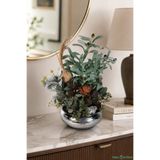 Yapay Çiçek Sitesi Metal Darbeli Saksıda Yapay Zeytin ve Kuru Çiçek Tanzimi 52 cm Yeşil ycstanzimler-244