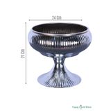 Yapay Çiçek Sitesi Metal Dekoratif Ayaklı Vazo 21 Cm Gümüş ycsvazo-108