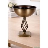 Yapay Çiçek Sitesi Metal Dekoratif Burgulu Geniş Vazo 39 cm Bronz ycsvazo-140
