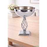 Yapay Çiçek Sitesi Metal Dekoratif Burgulu Geniş Vazo 39 cm Gümüş ycsvazo-141