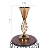 Yapay Çiçek Sitesi Metal Dekoratif Burgulu Şamdan Çiçeklik Vazo Altın 43 Cm ycsvazo-101