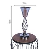 Yapay Çiçek Sitesi Metal Dekoratif Burgulu Şamdan Çiçeklik Vazo Gümüş 43 Cm ycsvazo-102