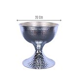 Yapay Çiçek Sitesi Metal Dekoratif Darbeli Vazo 20 Cm Gümüş ycsvazo-111