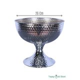 Yapay Çiçek Sitesi Metal Dekoratif Darbeli Vazo 22 Cm Gümüş ycsvazo-114